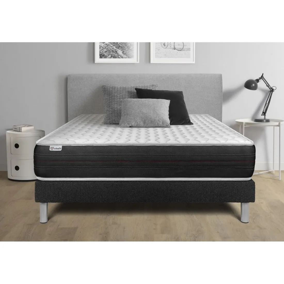 Ensemble VITALSPRING sommier Kit noir