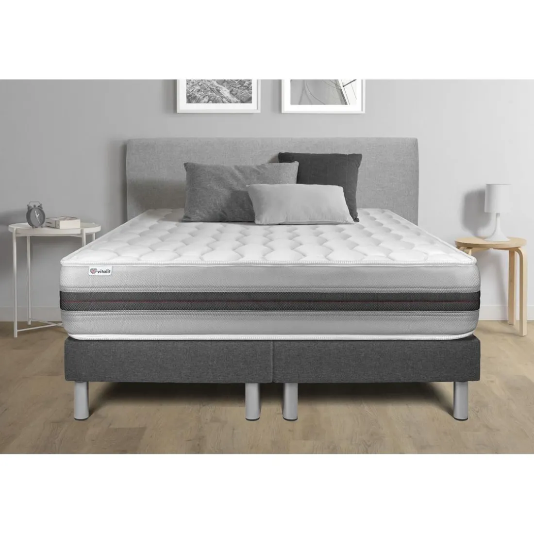 Ensembles matelas sommiers gris VITALSPRING RECOVER