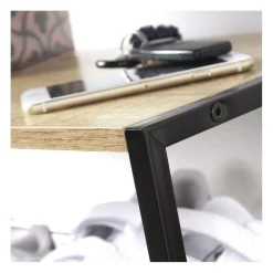 Etagère à chaussures 3 niveaux en acier et en bois Beige