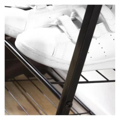 Etagère à chaussures 3 niveaux en acier et en bois Beige