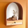 Etagère murale avec miroir integré RONDI orange terracotta