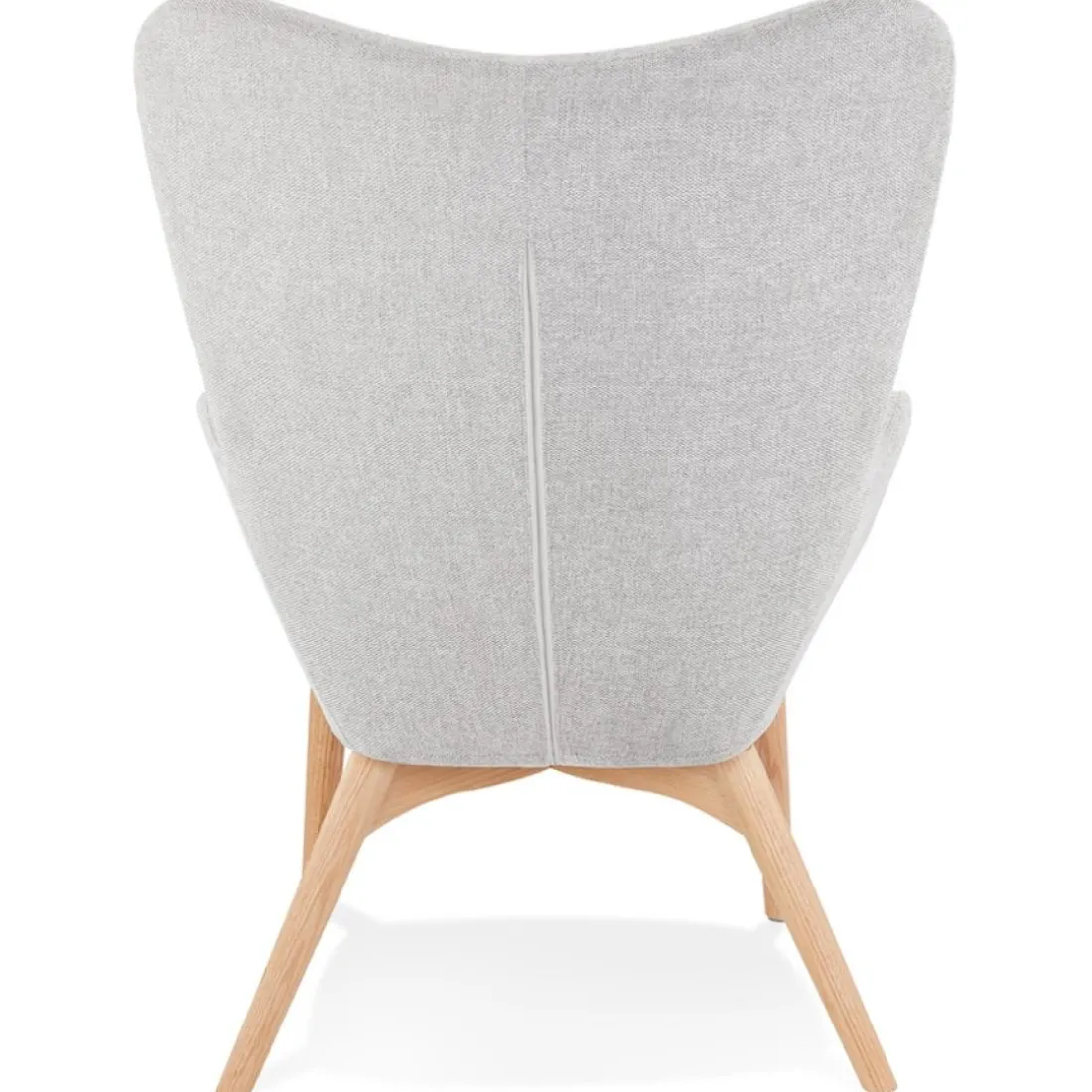 Fauteuil à oreille 'ROBY' en tissu gris et pieds en bois