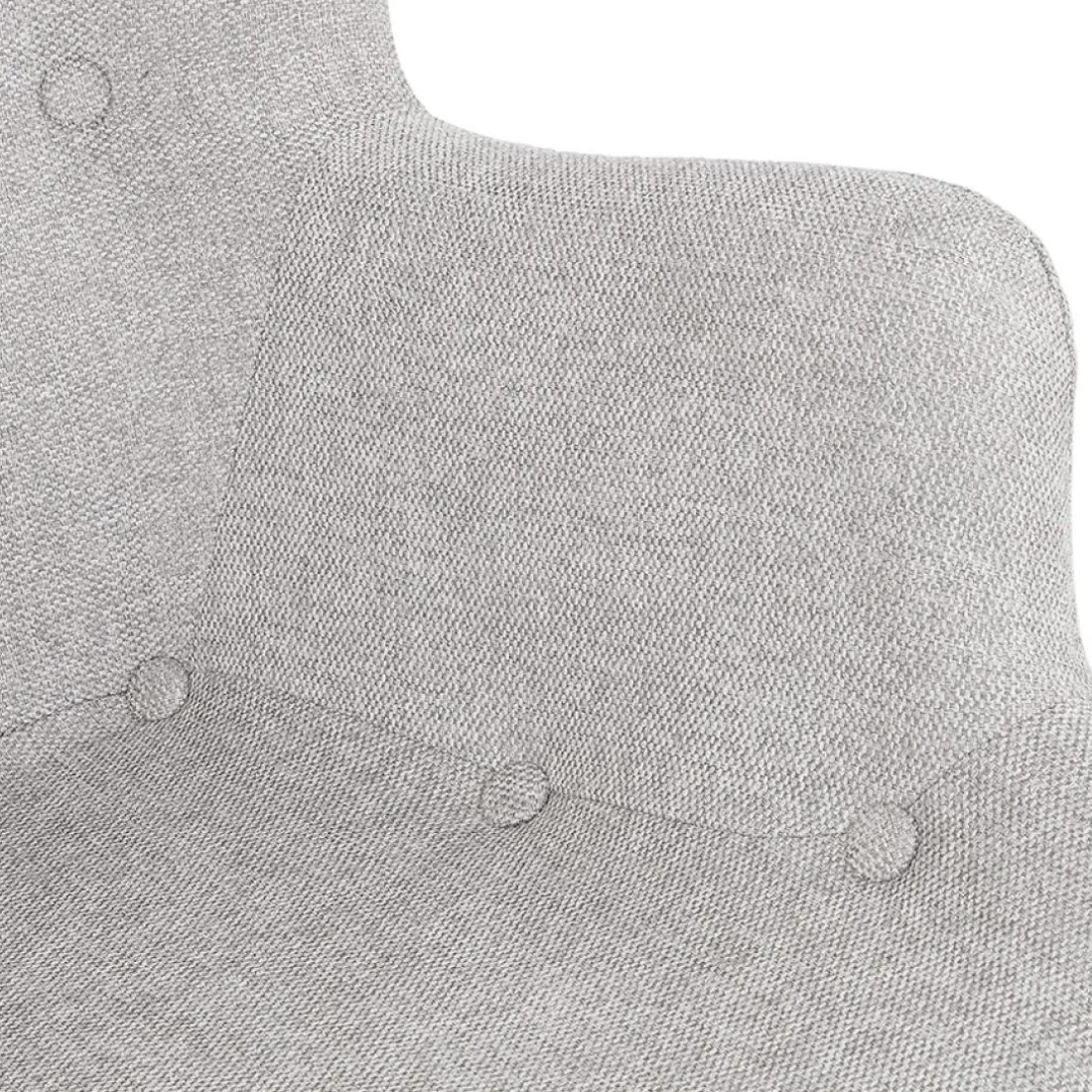 Fauteuil à oreille 'ROBY' en tissu gris et pieds en bois