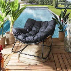 Fauteuil A Bascule Coussin noir