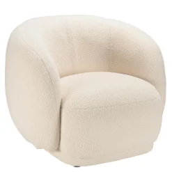 Fauteuil arrondi en tissu bouclette écru LEOPOLD