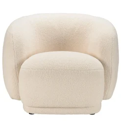 Fauteuil arrondi en tissu bouclette écru LEOPOLD