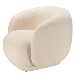 Fauteuil arrondi en tissu bouclette écru LEOPOLD