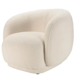 Fauteuil arrondi en tissu bouclette écru LEOPOLD