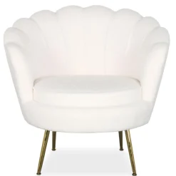 Fauteuil arrondi style boudoir glamour Andersen Tissu bouclette Crème