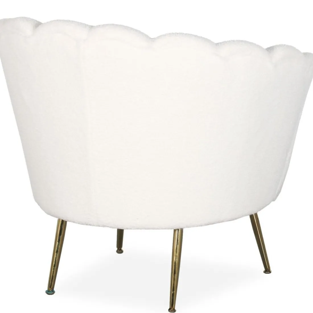 Fauteuil arrondi style boudoir glamour Andersen Tissu bouclette Crème