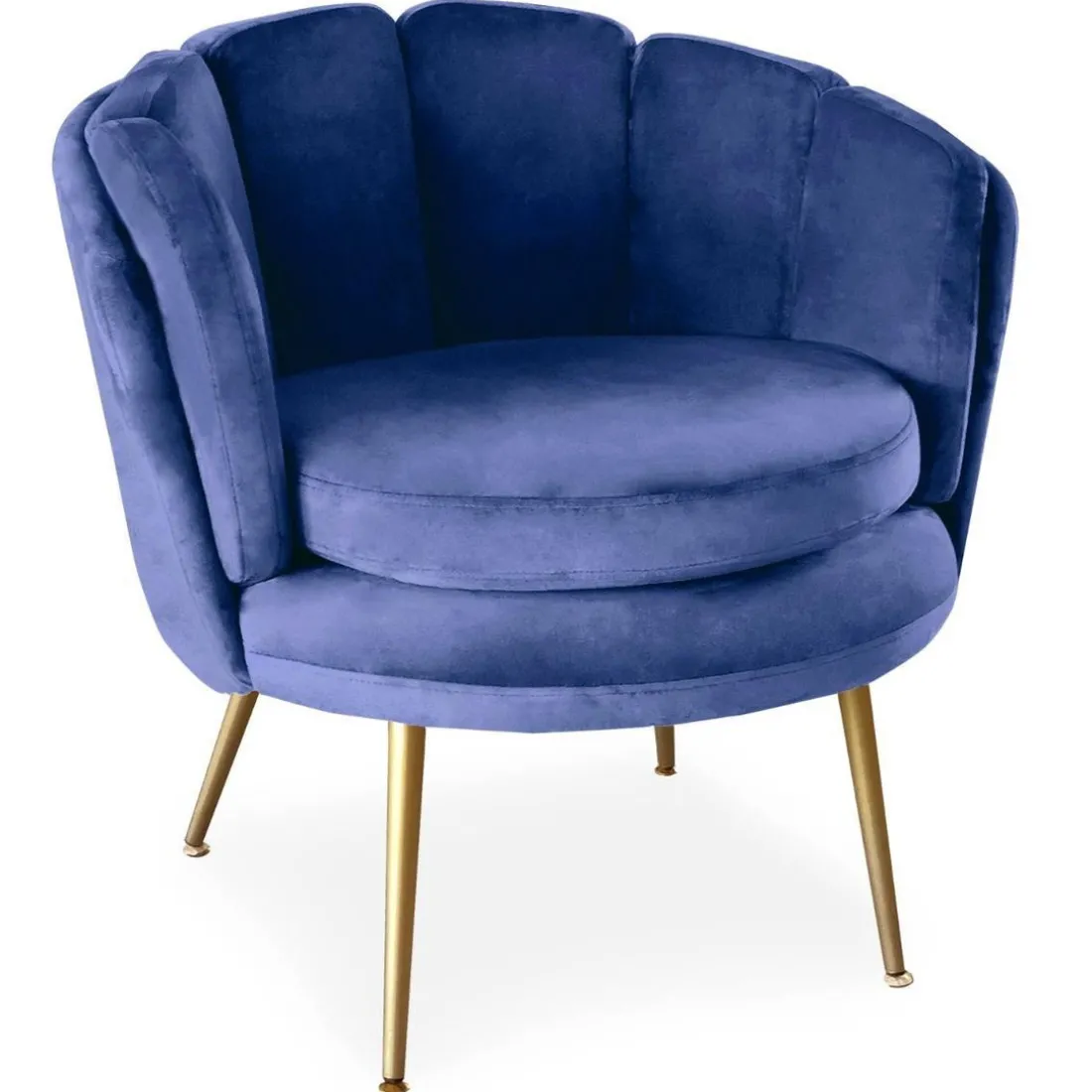 Fauteuil arrondi Velours Bleu