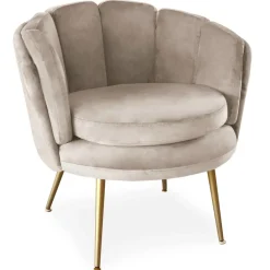 Fauteuil arrondi Velours Taupe COKILL