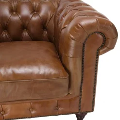 Fauteuil chesterfield 1 place vintage cuir GASTON
