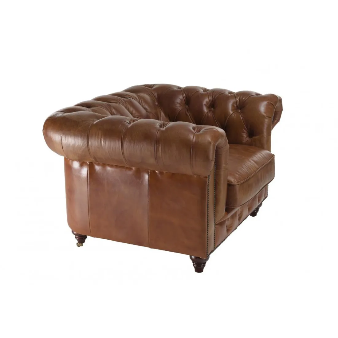 Fauteuil chesterfield 1 place vintage cuir GASTON