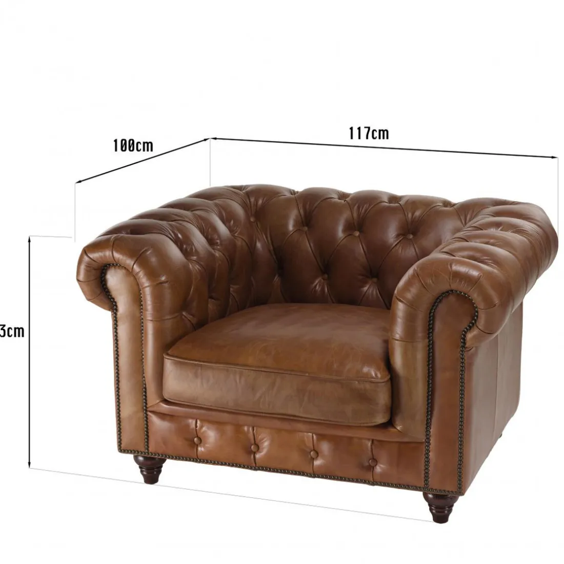 Fauteuil chesterfield 1 place vintage cuir GASTON