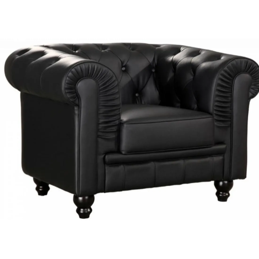 Fauteuil Chesterfield simili Noir