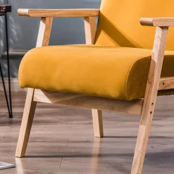 Fauteuil de salon avec structure bois jaune