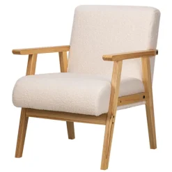 Fauteuil de salon avec structure bois blanc