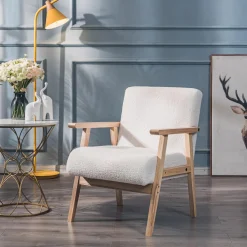 Fauteuil de salon avec structure bois blanc