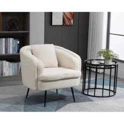 Fauteuil de salon design pieds en métal Blanc