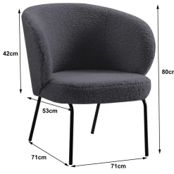 Fauteuil de salon design scandinave en Laine gris