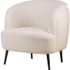 Fauteuil de salon design scandinave et pieds métal blanc