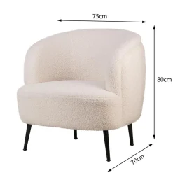 Fauteuil de salon design scandinave et pieds métal blanc