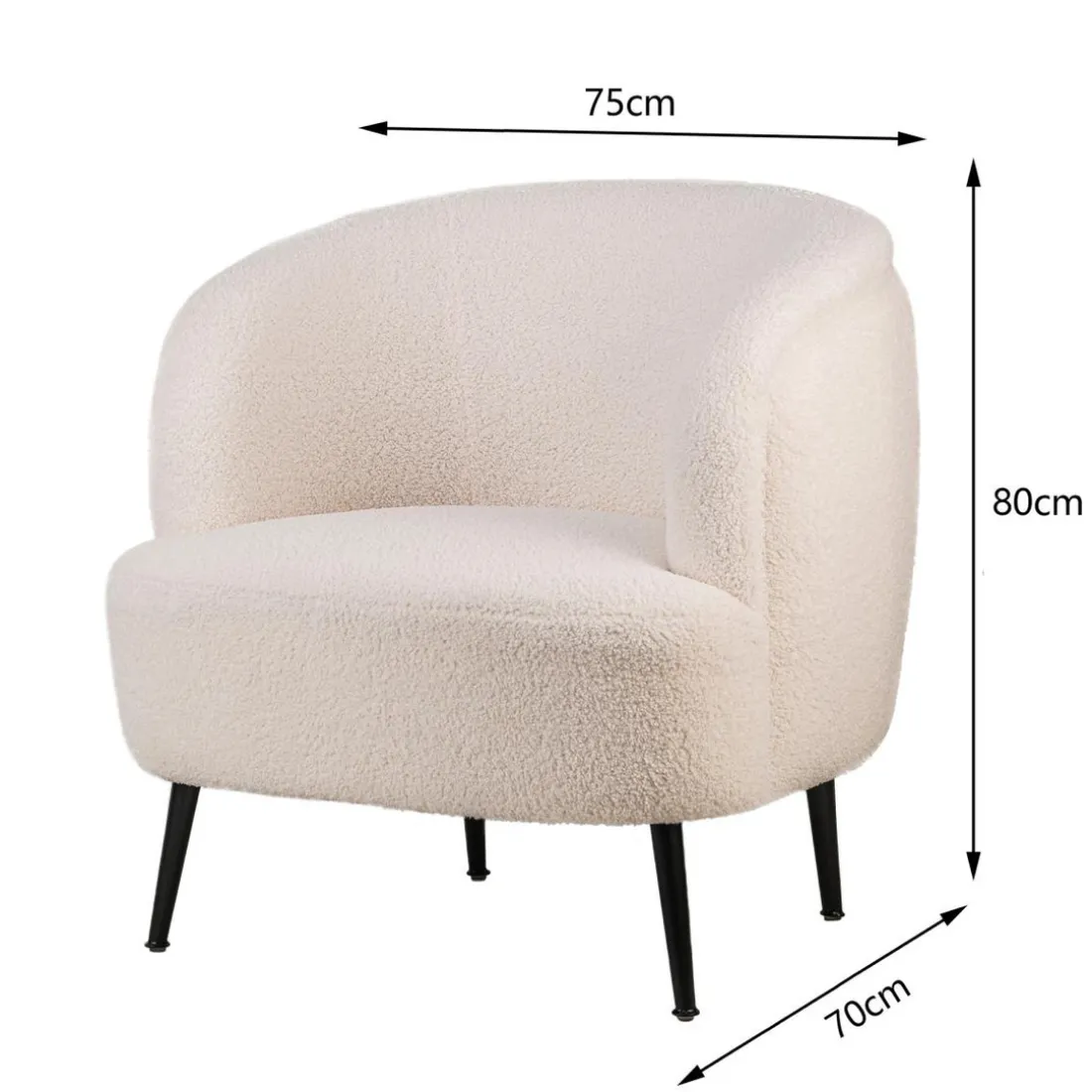 Fauteuil de salon design scandinave et pieds métal blanc