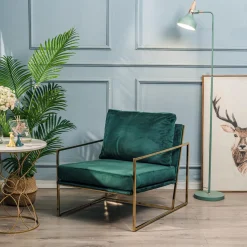 Fauteuil de Salon Design Vert Pieds Metal