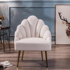 Fauteuil de salon design en tissu blanc