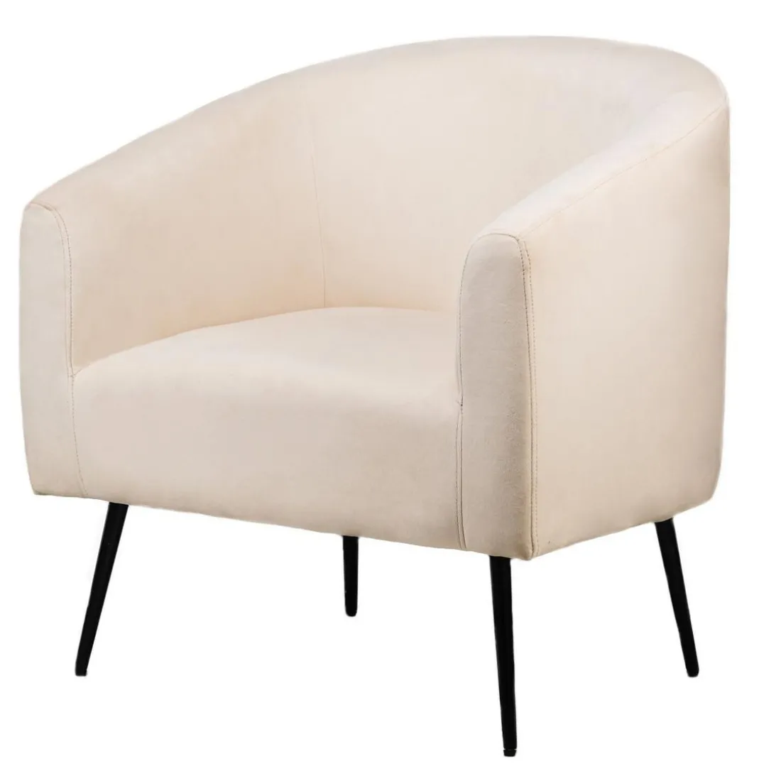 Fauteuil de salon design scandinave pieds métal beige