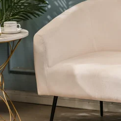 Fauteuil de salon design scandinave pieds métal beige