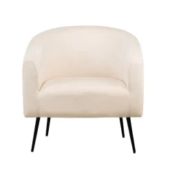 Fauteuil de salon design scandinave pieds métal beige