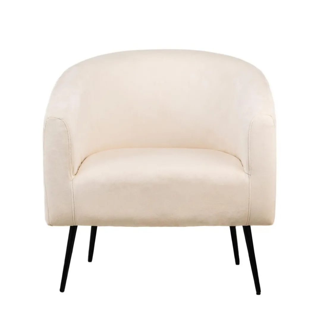 Fauteuil de salon design scandinave pieds métal beige