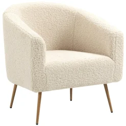 Fauteuil de Salon Scandinave Design Pieds Métal KIRUNA-BLANC BOIS