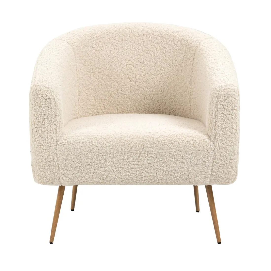 Fauteuil de Salon Scandinave Design Pieds Métal KIRUNA-BLANC BOIS