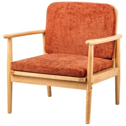 Fauteuil de Salon Scandinave avec Structure Bois et Tissu terracotta