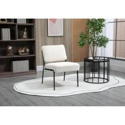 Fauteuil de Salon Scandinave Design Pieds Metal NAIROBI-BLANC