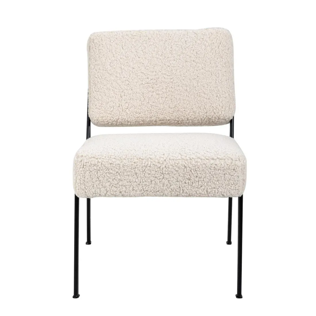 Fauteuil de Salon Scandinave Design Pieds Metal NAIROBI-BLANC