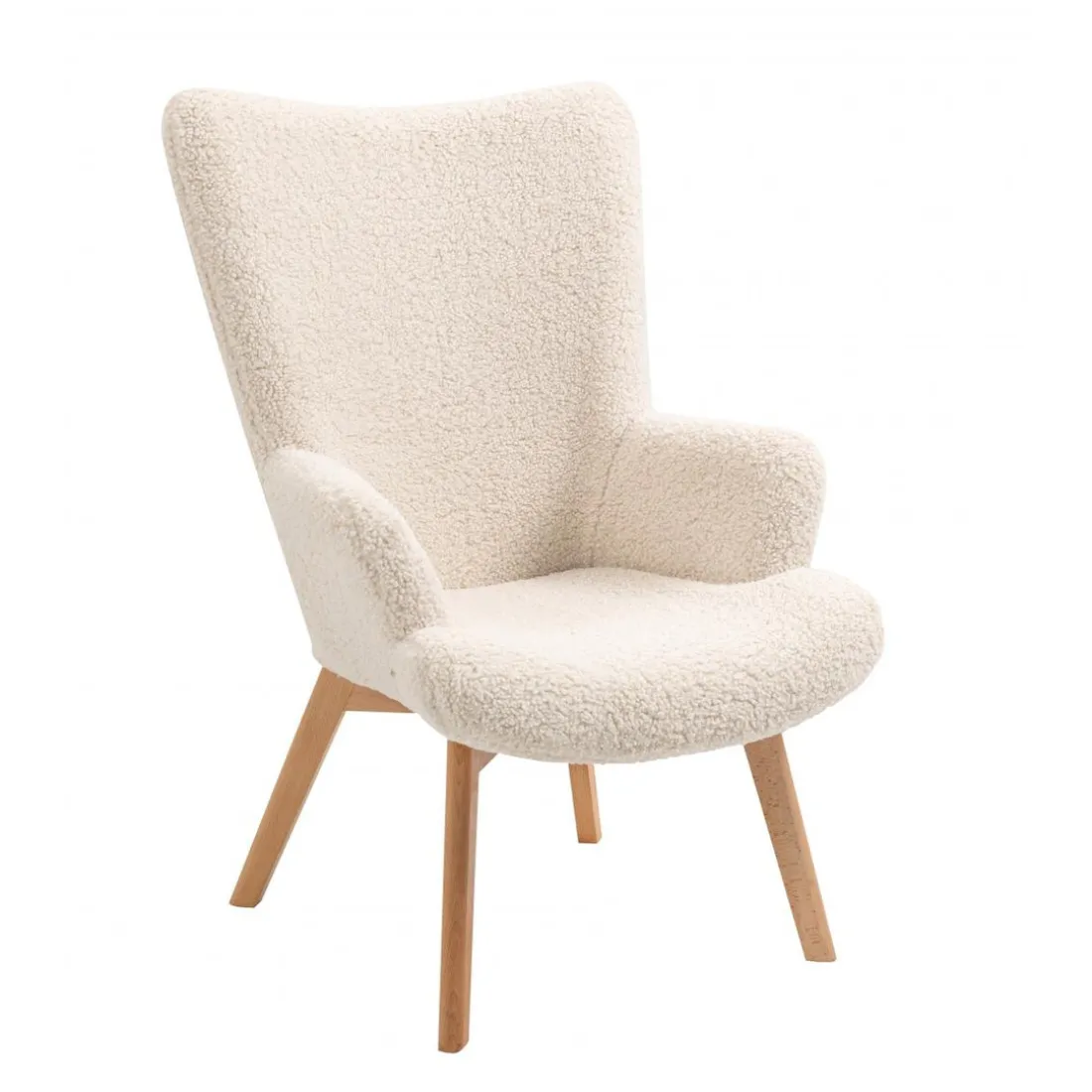 Fauteuil de salon scandinave pieds en bois Blanc