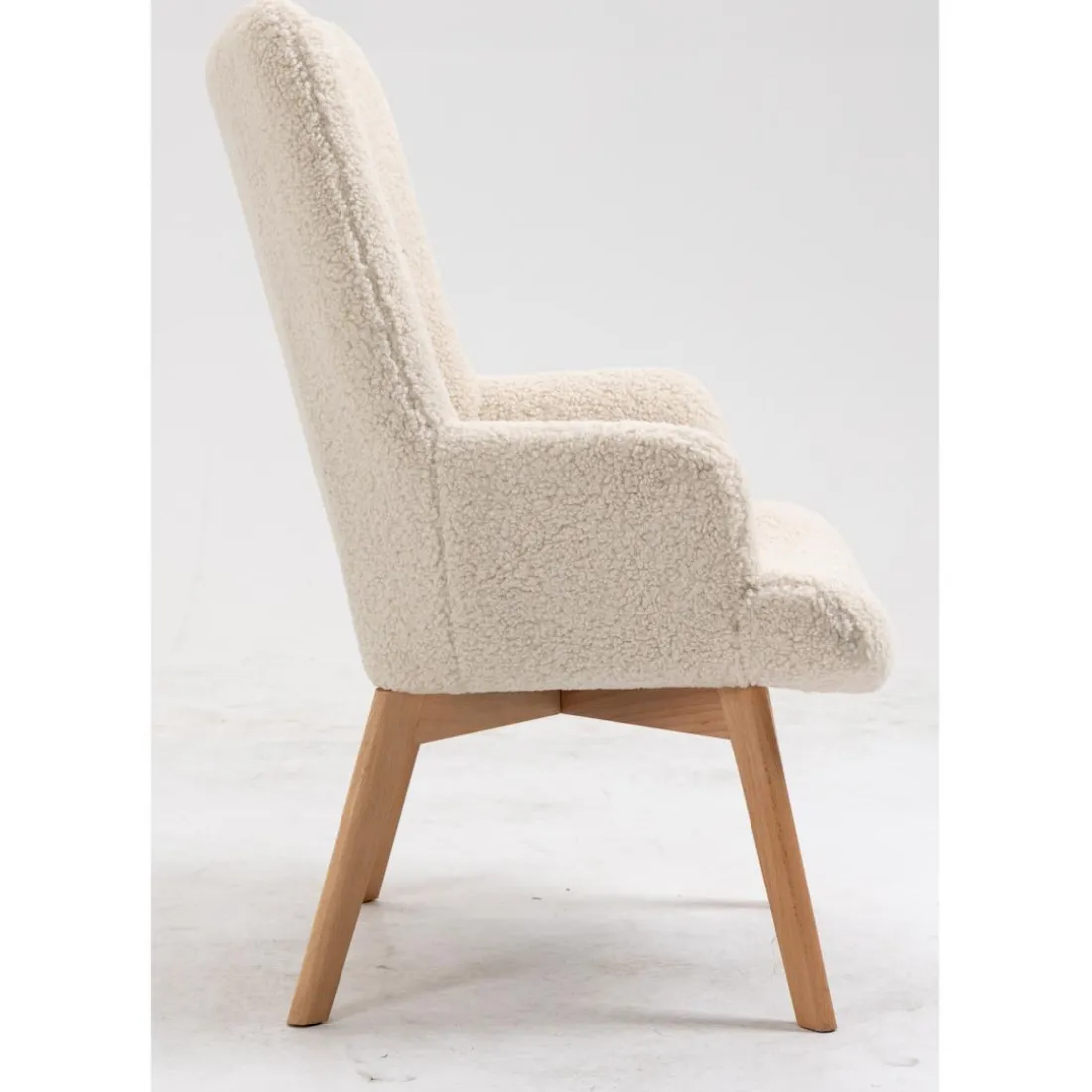 Fauteuil de salon scandinave pieds en bois Blanc