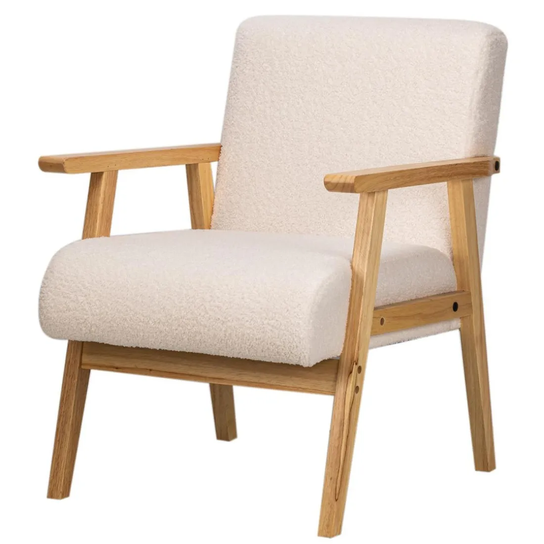 Fauteuil de Salon Scandinave avec Structure Bois LOUIS-BLANC
