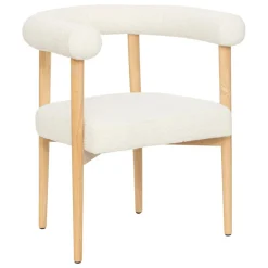 Fauteuil de table Adria bois bouclette blanche