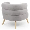 Fauteuil design scandinave arrondi Riviani Tissu bouclette Gris