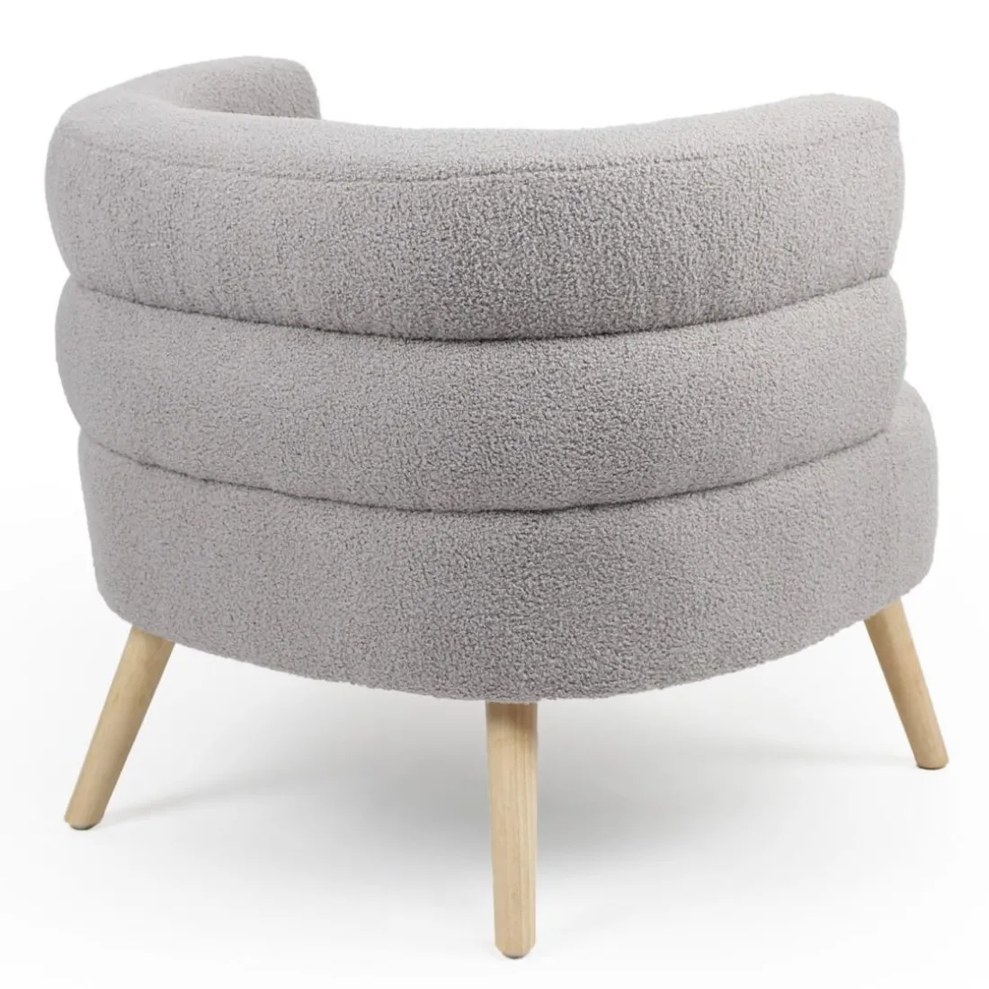 Fauteuil design scandinave arrondi Riviani Tissu bouclette Gris
