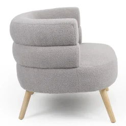 Fauteuil design scandinave arrondi Riviani Tissu bouclette Gris