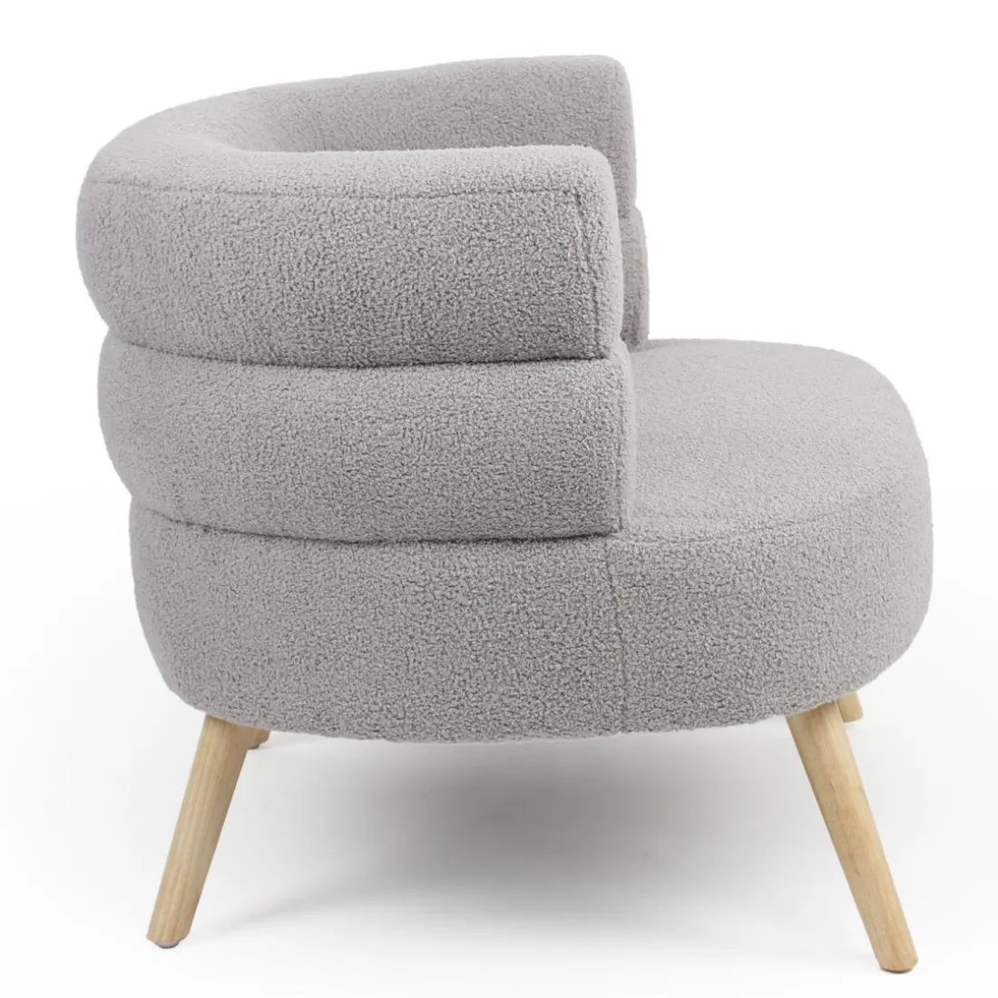 Fauteuil design scandinave arrondi Riviani Tissu bouclette Gris
