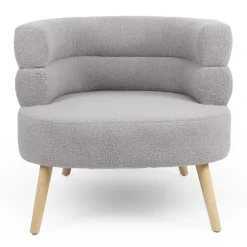 Fauteuil design scandinave arrondi Riviani Tissu bouclette Gris
