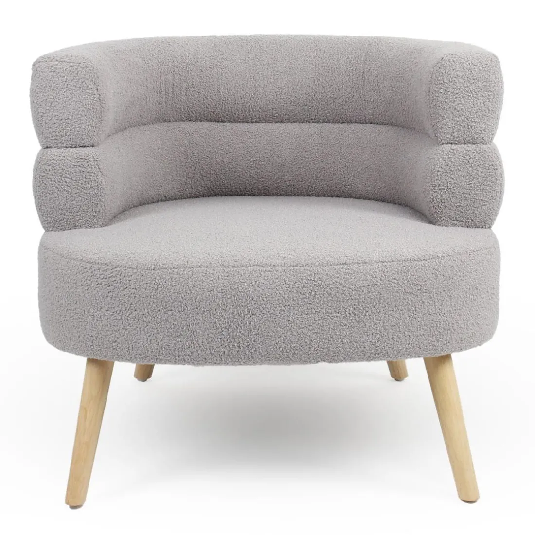 Fauteuil design scandinave arrondi Riviani Tissu bouclette Gris