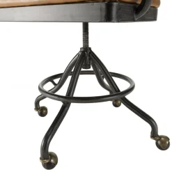 Fauteuil desk vintage cuir à roulettes GASTON